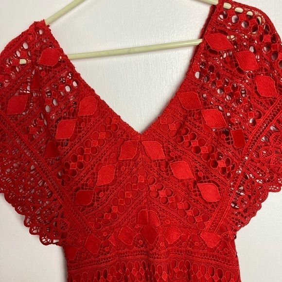 - Lulu’s First Kiss Red Lace Dress - Picture 12 of 12